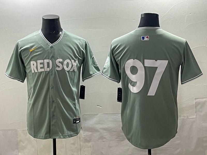 Men 2025 Boston Red Sox #97 No Name Green Nike MLB Jersey style 01